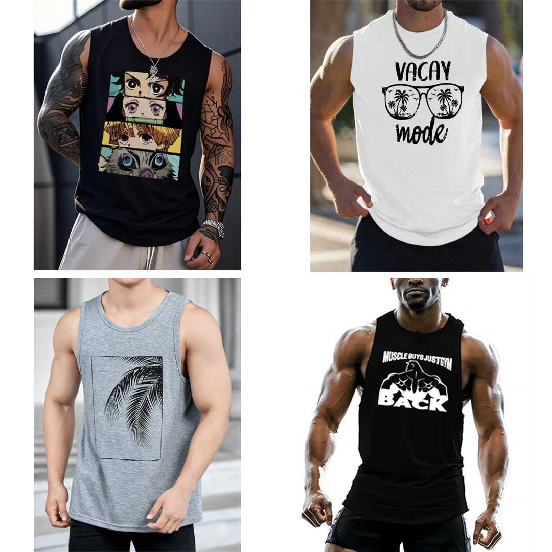 Men's,Summer,Cotton,Sleeveless,Tank,Top,3,Pcs,Combo